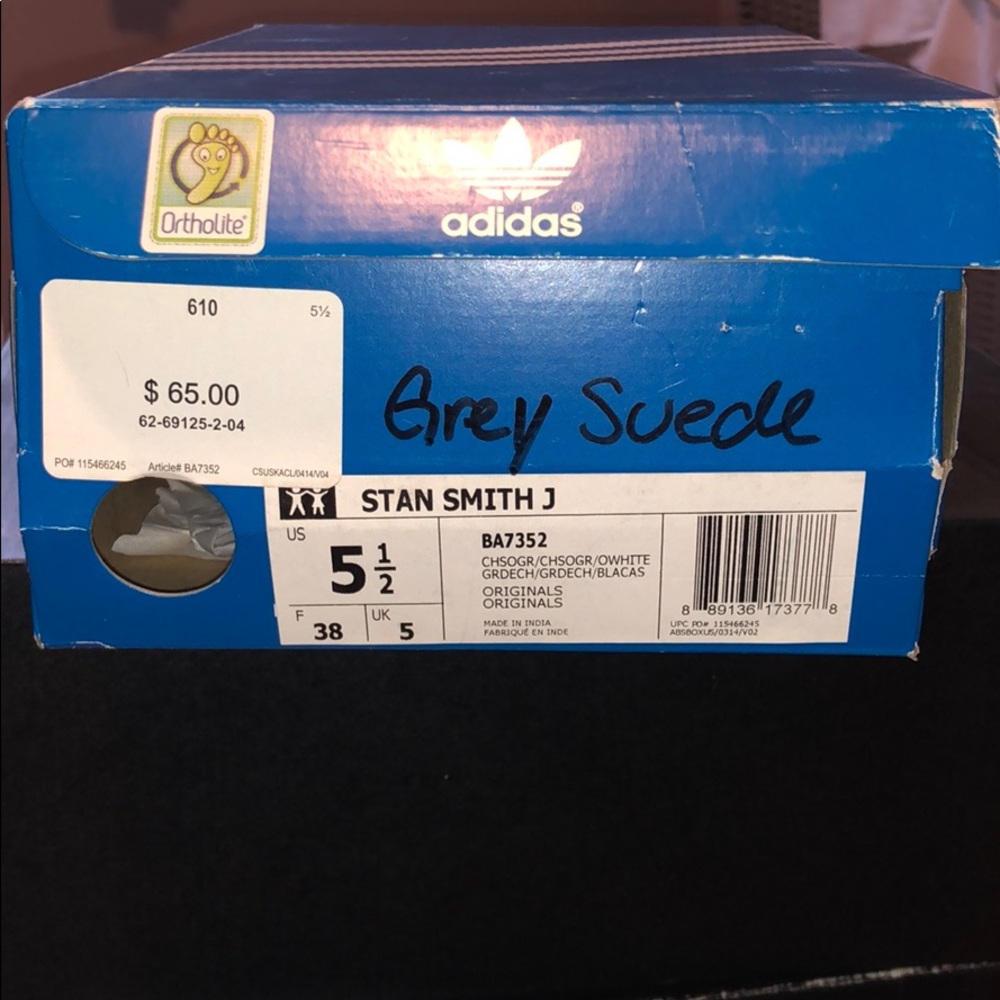 Gray suede ADIDAS stan smiths size 5.5